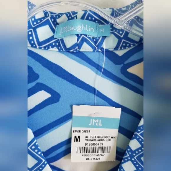 J. McLaughlin blue off-white Catalina cloth Emer dress NWT - Picture 2 of 7